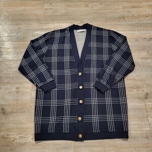 Eccobay Light Weight Button Plaid White Cardigan Mens Size Medium